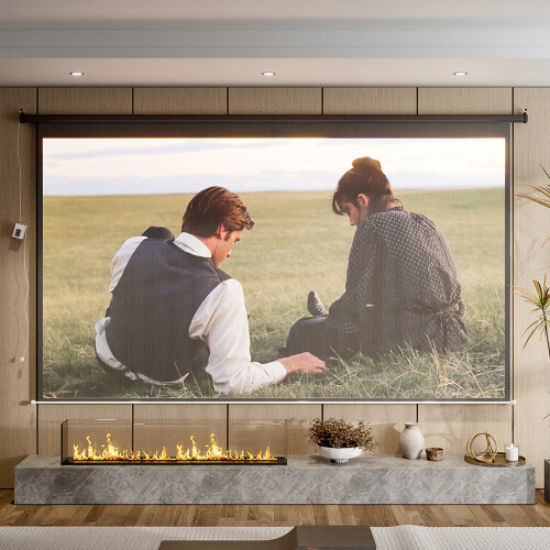 120" Electric Motorized Projector Screen - 16:9 Remote Control Home Theatre Screen, Black