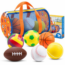 KiddieLoot Ballons de Sport pour Tout-Petits 1-3 Ans, 6 Ballons de Sport en Mousse