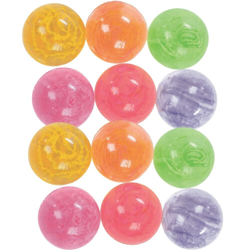 Neon Konfetti Bouncy Ball Sortiment - 12 Stück.