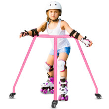 YSLRSM Roller Skate Trainer for Kids and Adults, Height Adjustable Skater Aid with 3-Wheel Training Support Bar, Learn to Skate Balance Helper for Rol