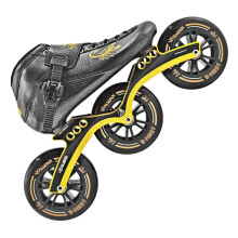 PASENDI Professional Speed Skates Shoes 3 Wheels for Man 3X125MM Big Wheels Carbon Fibre Inline Skating Shoes Black Inline Skate Shoes (Black, US10(EU