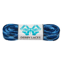 Derby Laces Blue Camouflage Waxed Skate Lace for Roller Derby, Hockey Skates, and Boots (72 Inch / 183 cm)