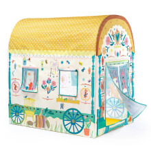 DJECO - Caravan Zelt 130x106 cm - für Kinder ab 3 Jahren - Spielhaus aus Stoff, fantasievolles Spiel