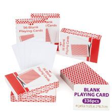 336PCS Lege Speelkaarten, 6 Pakketten van 56 Elk, 2.44" x 3.42" Rode Ruit Achterkant, Premium 300GSM