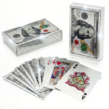 Nxsyn Waterproof Poker Speelkaarten - 2 Pack Plastic Coole Kaartspellen met Zilveren Metallic Afwerking