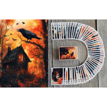 RAVEN NIGHT DARK TALES Speelkaarten Poker Deck ~ Zwarte raven, donkere bossen, gloeiende cottages in gothische stijl