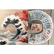FLONZGIFT Wellen und majestätische Tiere Spielkarten (Poker Deck 54 Karten alle unterschiedlich) Große Welle Japan Sakura