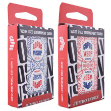 Copag *Utilisé* WSOP 2024 Cartes à Jouer en Plastique 100% - Taille Étroit (Bridge) Bleu/Rouge Double Jeu (Index Jumbo)