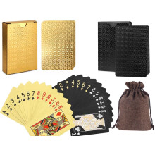 jcoral 2 Pack Diamanten Speelkaarten Zwart Goud Pokerkaarten Waterdicht