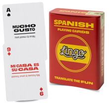 Lingo Spaans Speelkaarten in Premium Reisdoos | 52 Spaanse Zinnen met Uitspraak | Cadeauklare Doos voor Spaanse Gezinnen