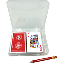 Baron Barclay Deux jeux de cartes ACBL Jumbo dans une boîte en plastique avec crayon
