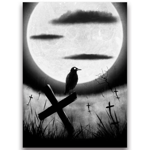 Fantasy North - Corvo sulla Lapide - Serie Horror Moonlight - 100 Maniche TCG Matte Testurizzate