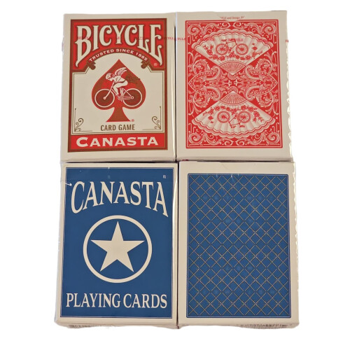 4 Deck Set Bicycle Canasta Speelkaarten 2 Rood & 2 Blauw