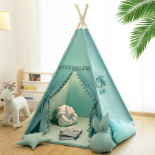RONGFA Spielzelt für Kinder mit Matte, Sternenlichtern, Tragetasche, Baumwoll-Canvas, faltbar, tragbar