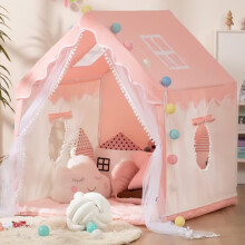 Prinzessinnen Schloss Zelt, großes Spielzelt für Kinder, Innen & Außen, mit Sternenlichtern, atmungsaktiver Vorhang, Spielhaus für Mädchen