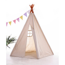Miyaya Große Canvas Teepee Spielzelt Indianisches Spielzelt mit Tragetasche, 5-Stangen-Design (BEIGE)