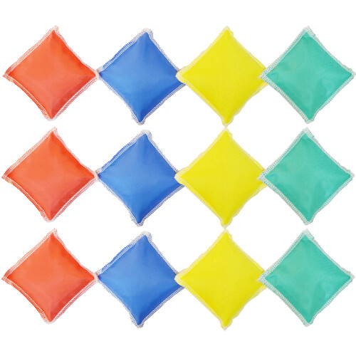 GSi Barnlek Utrustning - Mini Bönpåsar Bomull/Nylon 12-pack & Regnbåge Parachute