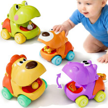 iPlay, iLearn Push Go Animal Car Toys for Toddler 1-3, Baby Friction Racing Cars, Infant Play Vehicle Set, Kids Inertia Vehicle Toy, 1st Birthday Gift