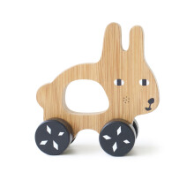Wee Gallery Bunny Push Toy, Rolling Toy, Classic Motion Toys for Child Motor Skills, Balance, Roll Along Play, and Animal Nursery Decor (Baby, Toddler
