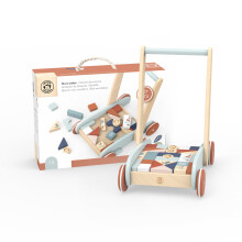 SPEEDY MONKEY Block Walker with 27 Colorful Blocks, Ideal for First Steps, Push Wagon with Stacking Fun, Non-Toxic Paint, Enhances Motor Skills, Perfe
