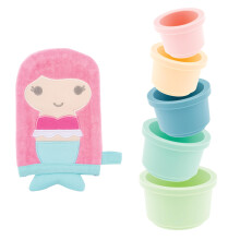 Bad Tijd Bundel, 6-Delige Set - Nesting Silicone Bekers met Bad Muts voor Baby's 0 Maanden+, Bad Speelgoed
