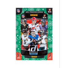 2025 Panini Donruss Football Winter Holiday Tin Trading Card Box (3 Exclusieve Persproof Paarse Kaarten)