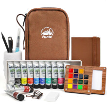 Funto Mini Set Acquerelli Portatile, Kit Artistico Ricaricabile 12 Colori