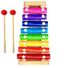 Little Monkey Houten Xylofoon Muzikaal Speelgoed Met 8 Noten, Multikleur, 3+, 1 Xylofoon, 2 Stokken