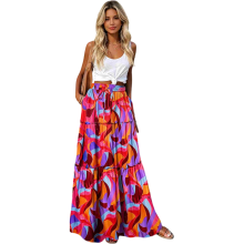 Damen Maxi Rock Boho Hohe Taille A-Linie Ausgestellt Gemustert XXL — sommerrock blumenmuster, damenrock mit taschen