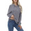 Damen Kapuzenpullover Locker Gestreift Langarm Grau Größe XL — hoodie damen oversized, gestreifter pullover damen 3