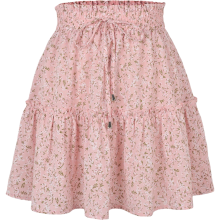 Damen Minirock Sommer Ausgestellt Blumenmuster Hohe Taille Rosa XL — boho rock damen, a-linien rock kurz