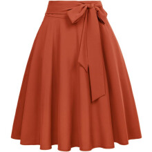 Damen Vintage Rock Ausgestellt Elegant Stilvoll Rot M — a-linien rock, knielanger retro rock, bellepoque damenmode