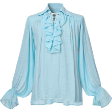 Men's Renaissance Victorian Gothic Breathable Shirt Blue L — pirate costume top, steampunk fancy dress
