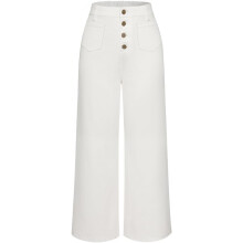 Damen Jeans Vintage Hohe Taille Elastischer Bund 4 Knöpfe Weiß M — high waist hose, sommerjeans damen, bequeme stoffhose