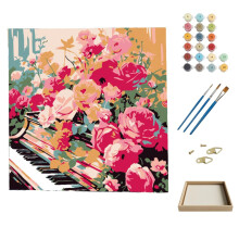 Luxeeva Schilderen Op Nummer Voor Volwassenen & Kinderen | 12X12 Inch Kunst Therapie Kit Met Piano & Bloemen Ontwerp