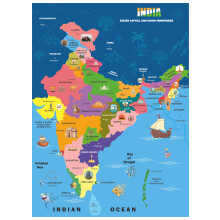 Puzzle Jigsaw Ziana Kids | Carte de l'Inde Éducative | Jouet d'Apprentissage Amusant | 24 Pièces