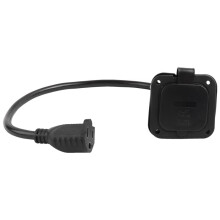 15 Amp 125V AC-Stroomaansluiting met Geïntegreerde 18-Inch Verlengkabel, NEMA 5-15 RV-Flensaansluiting Amerikaanse Stekker