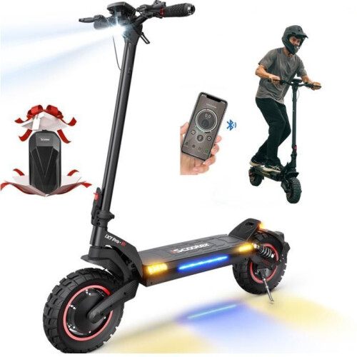 Trottinette Elétrica ISCOOTER iX7pro 1000W*2 48V17.5Ah Autonomia 80km Pneus 10 Polegadas 150 kg Com Tela LCD e Bolsa