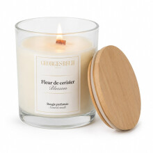 (Set Of 1) 12oz Blossom Scented Candle Glass Jar Bamboo Lid