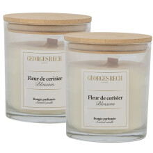 (Set Of 2) 12oz Blossom Scented Candle Glass Jar Bamboo Lid