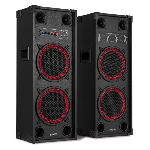 Fenton SPK-210 2x 10" Bluetooth Karaoke Party Speaker System with Microphones 1