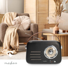 Tragbares Bluetooth-FM-Radio, Schwarz, USB- und Batteriebetrieb
