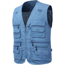 Herren Angelweste Fischerweste Cargo Leicht Atmungsaktiv Blau 6XL — outdoor weste herren, fotografenweste viele taschen