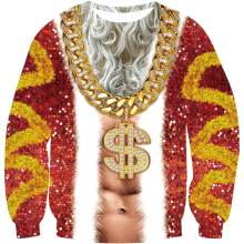 T-shirt Homme Imprimé 3D Noël Drôle Père Noël Rouge M — vetement noel homme, haut festif hiver, tunique pere noel