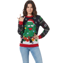 Jersey de Punto LED Navideño Divertido Cálido Cómodo Unisex Negro XL — sueter navidad luces, ropa fiesta invierno
