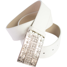 Ceinture pour Pantalon Y2K Festival Cuir Boucle Argentée Blanc 100 cm — accessoire mode streetwear, ceinture cuir vegan