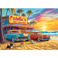 Puzzle Jigsaw 500 Pièces Camion Vintage Plage pour Adultes, Coucher de Soleil Été