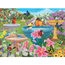 Bits and Pieces - Grand Puzzle de 500 Pièces pour Adultes - Birdbath Haven - Artiste Kathy Bambeck, Taille: 18" x 24"