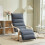 Curved Wooden Accent Chair, with Adjustable Footrest - Drak Grey 4