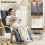 Curved Wooden Accent Chair, with Adjustable Footrest - Drak Grey 6